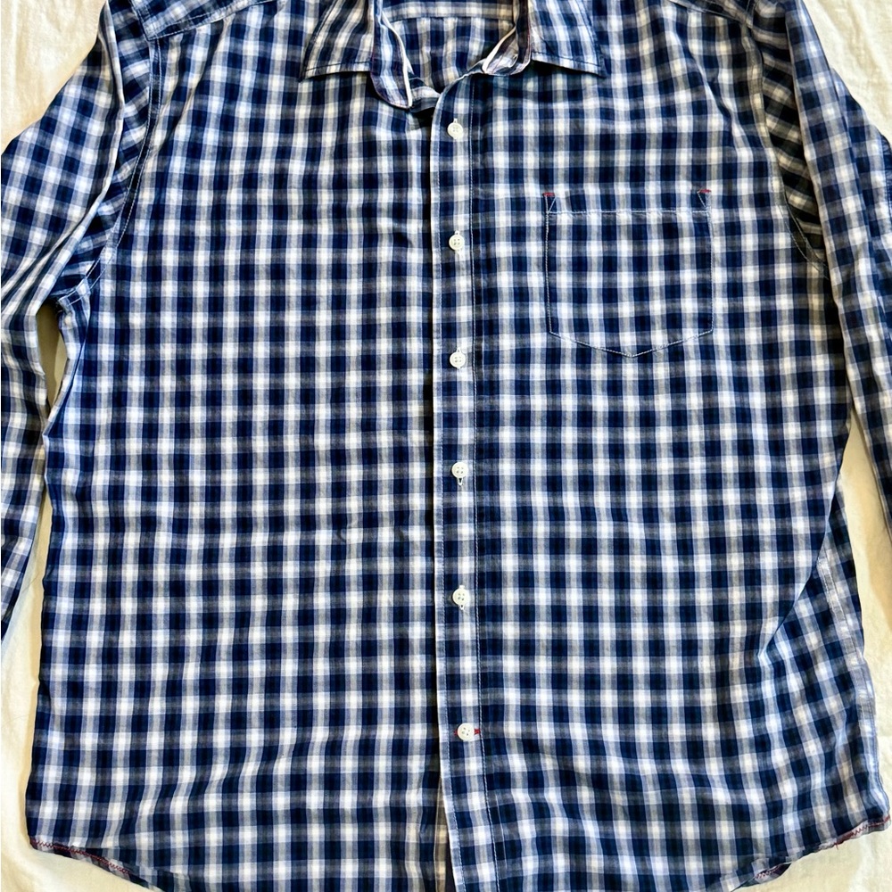 VTG Italia 1950s Style Blue Plaid W/Red Stitching Western Rockabilly XL Y2k 90s